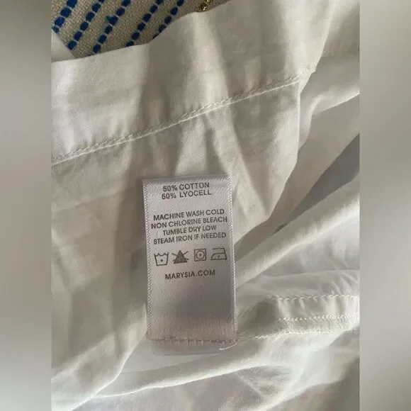 Marysia Resort Blouse White Three-Quarter Sleeve with V-Neck Sz Small - Picture 13 of 15